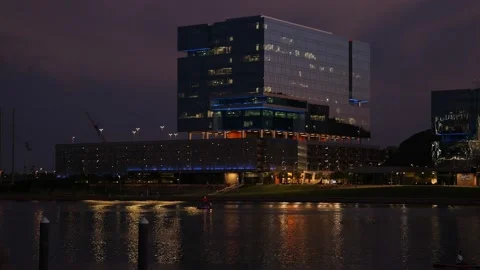 Building near the River in the Evening Video stock 158494753