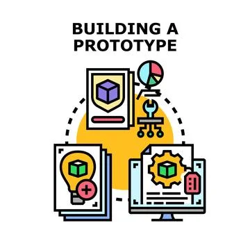 Building new prototype from concept to development process Stock Illustration