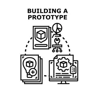 Building new prototype from concept to development process Stockillustratie