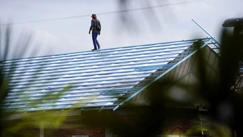 Building new rooftop Stock Footage 119647248