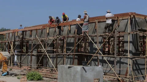 Building a New School in Burma Stock Footage 37351048