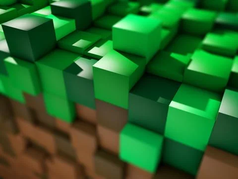 Building new worlds one cube at a time. Concept image of a popular video game Ilustración de archivo