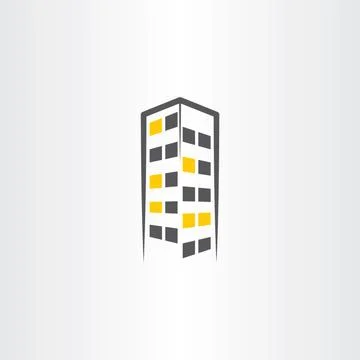 Building night icon vector symbol logo Stock Illustration