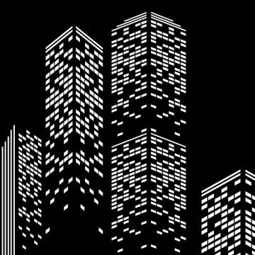 Building at night Ilustración de archivo