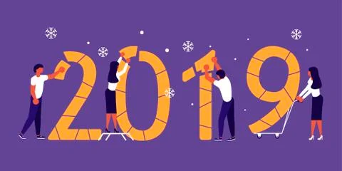 Building a numbers 2019 Stock Illustration
