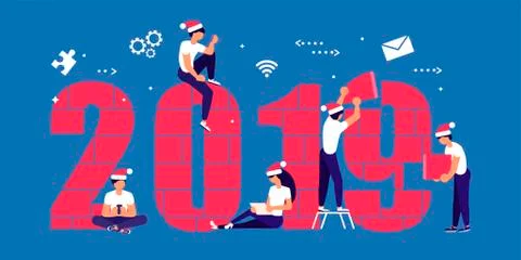 Building a numbers 2019 Stock Illustration