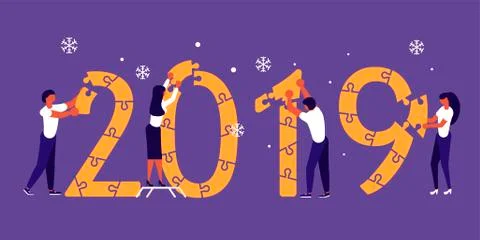 Building a numbers 2019 Stock Illustration