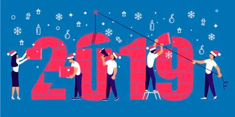 Building a numbers 2019 Illustrazione stock