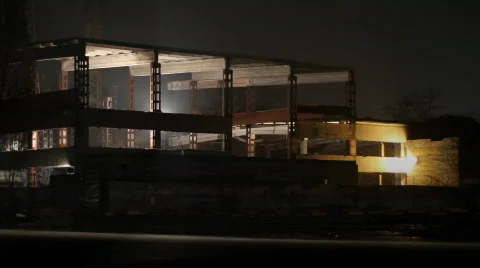 Building object on night fires. Stock Footage 573042