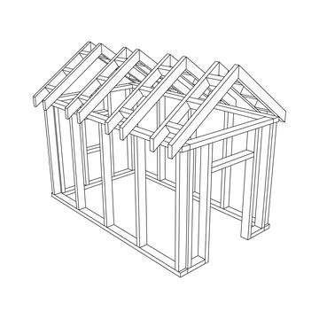 Building object or framing house. Greenhouse construction frame. Stock Illustration