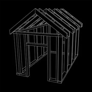 Building object or framing house. Greenhouse construction frame. Ilustración de archivo