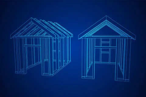 Building object or framing house. Greenhouse construction frame. Ilustración de archivo