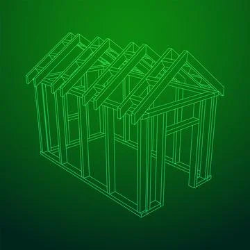 Building object or framing house. Greenhouse construction frame. Illustrazione stock