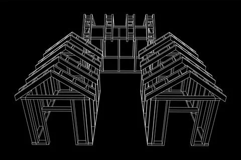 Building object or framing house. Greenhouse construction frame. Ilustración de archivo