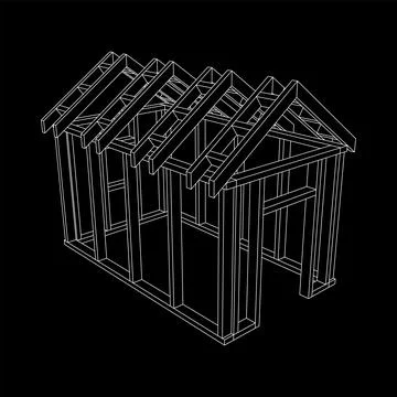 Building object or framing house. Greenhouse construction frame. Stockillustratie