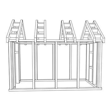 Building object or framing house. Greenhouse construction frame. Ilustración de archivo