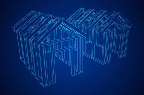 Building object or framing house. Greenhouse construction frame. Stock Illustration