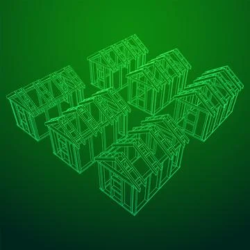 Building object or framing house. Greenhouse construction frame. Ilustración de archivo