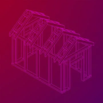 Building object or framing house. Greenhouse construction frame. 스톡 일러스트