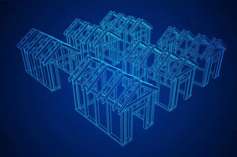 Building object or framing house. Greenhouse construction frame. Ilustración de archivo