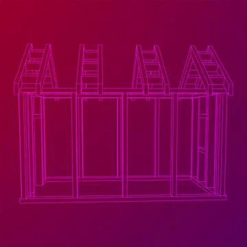 Building object or framing house. Greenhouse construction frame. Ilustración de archivo