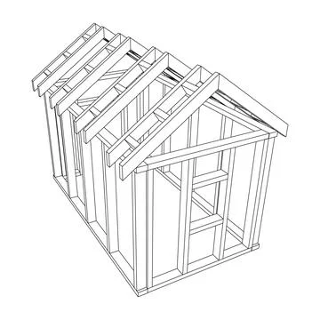 Building object or framing house. Greenhouse construction frame. 스톡 일러스트