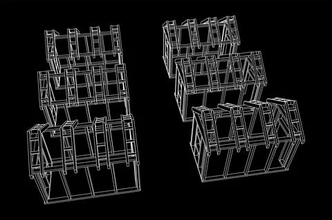 Building object or framing house. Greenhouse construction frame. 스톡 일러스트