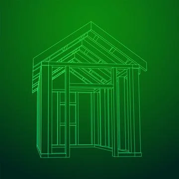 Building object or framing house. Greenhouse construction frame. Illustrazione stock