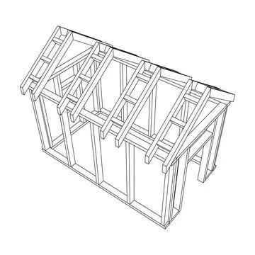 Building object or framing house. Greenhouse construction frame. Illustrazione stock