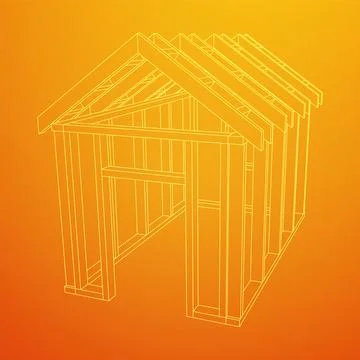 Building object or framing house. Greenhouse construction frame. Ilustración de archivo
