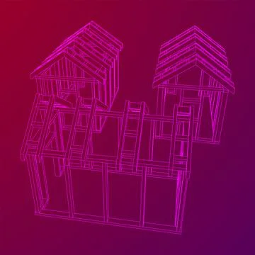 Building object or framing house. Greenhouse construction frame. Ilustración de archivo