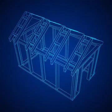 Building object or framing house. Greenhouse construction frame. Stock Illustration