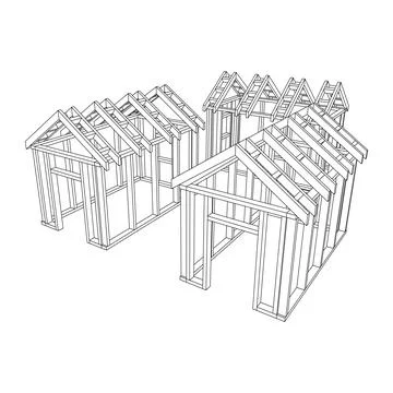 Building object or framing house. Greenhouse construction frame. Illustrazione stock