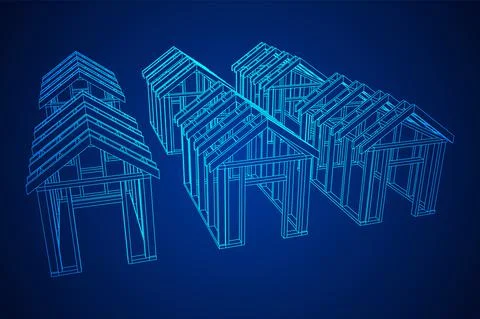 Building object or framing house. Greenhouse construction frame. Ilustración de archivo