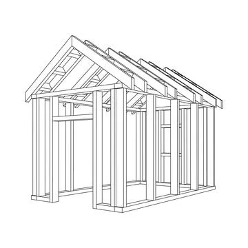 Building object or framing house. Greenhouse construction frame. Illustrazione stock