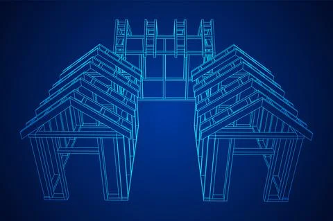 Building object or framing house. Greenhouse construction frame. Ilustración de archivo