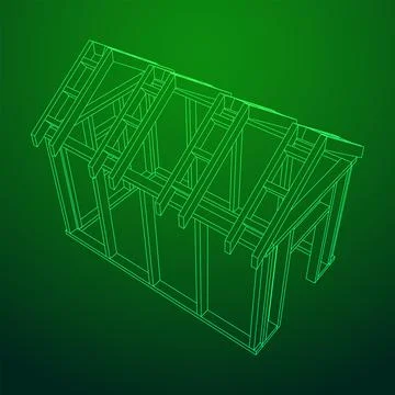 Building object or framing house. Greenhouse construction frame. Ilustración de archivo