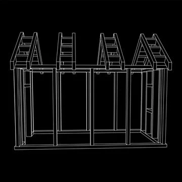 Building object or framing house. Greenhouse construction frame. 스톡 일러스트