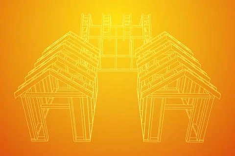 Building object or framing house. Greenhouse construction frame. Ilustración de archivo