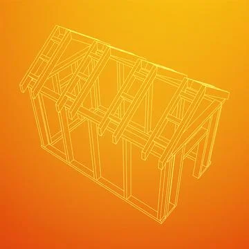 Building object or framing house. Greenhouse construction frame. Ilustración de archivo