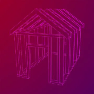 Building object or framing house. Greenhouse construction frame. 스톡 일러스트