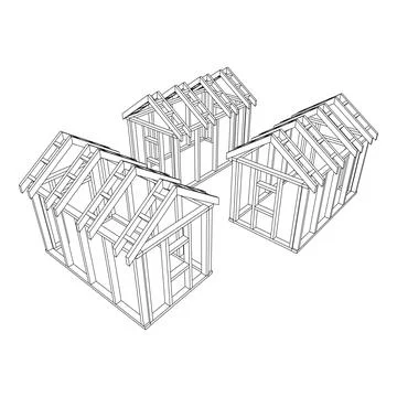 Building object or framing house. Greenhouse construction frame. Ilustración de archivo