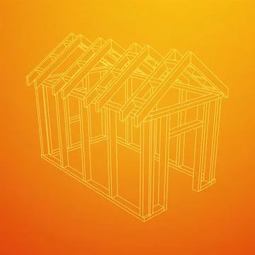 Building object or framing house. Greenhouse construction frame. Illustrazione stock