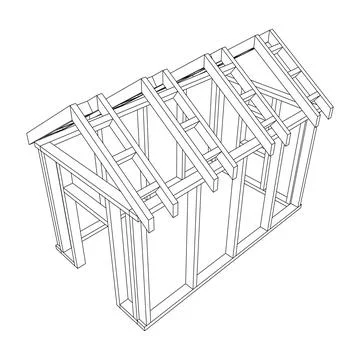 Building object or framing house. Greenhouse construction frame. Stock Illustration