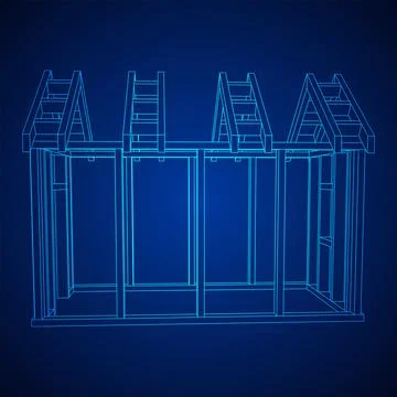 Building object or framing house. Greenhouse construction frame. 스톡 일러스트