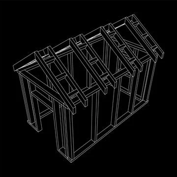 Building object or framing house. Greenhouse construction frame. Ilustración de archivo