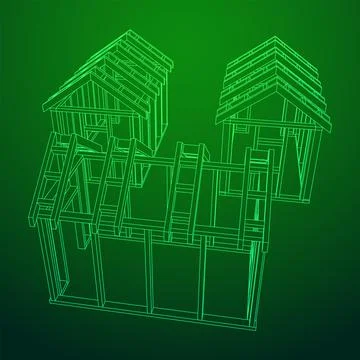 Building object or framing house. Greenhouse construction frame. Stock Illustration