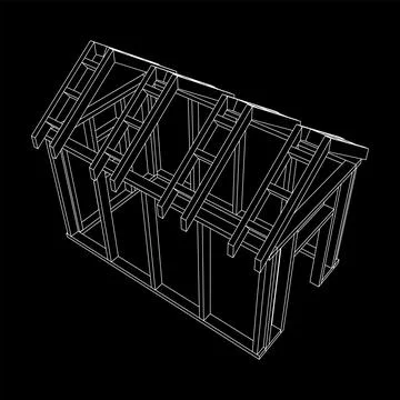 Building object or framing house. Greenhouse construction frame. 스톡 일러스트