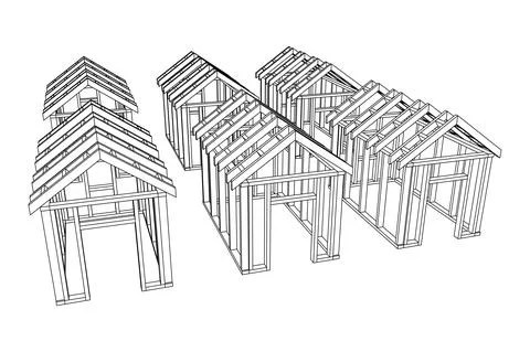 Building object or framing house. Greenhouse construction frame. Illustrazione stock