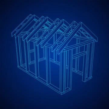 Building object or framing house. Greenhouse construction frame. Ilustración de archivo